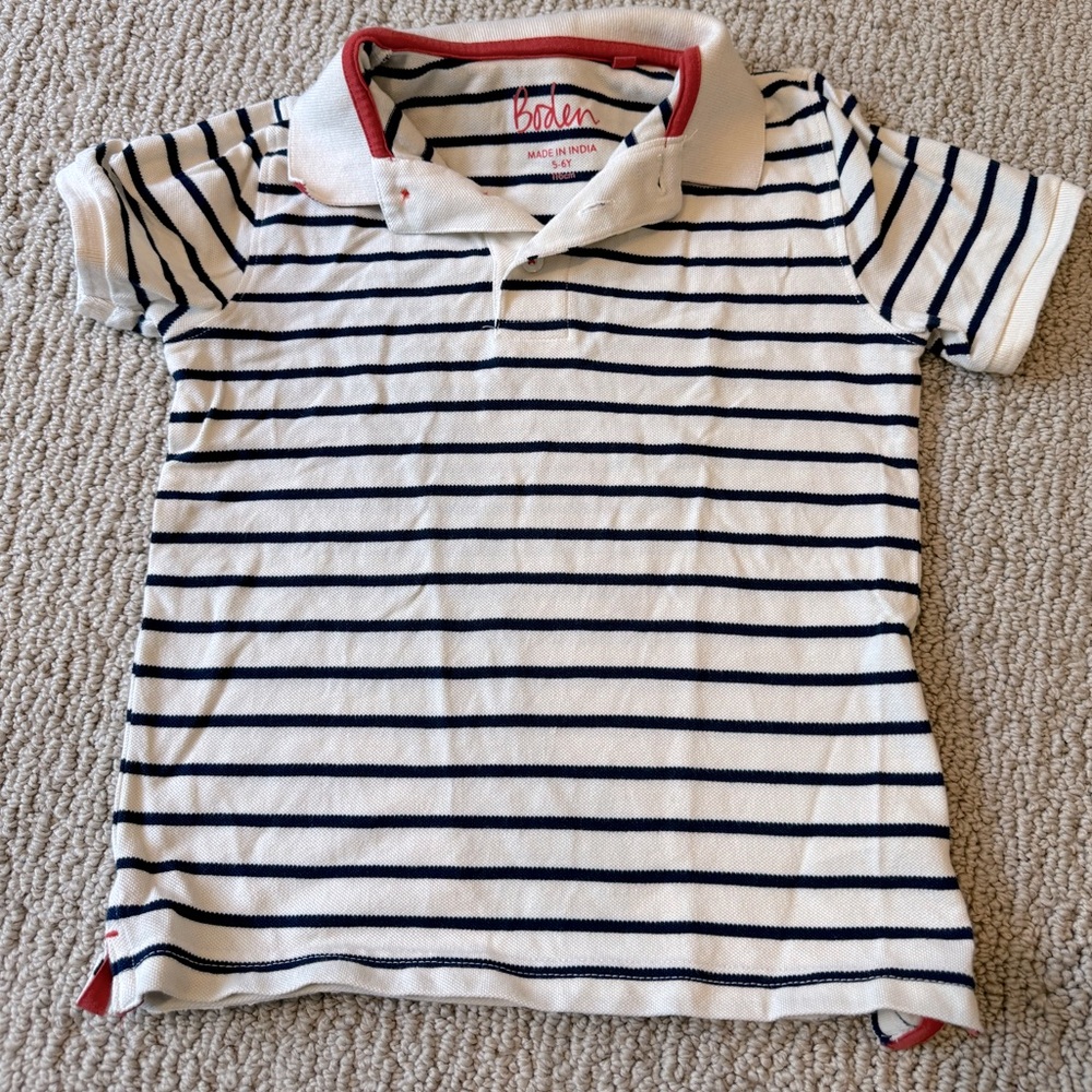 Boden stripe short sleeve polo shirt